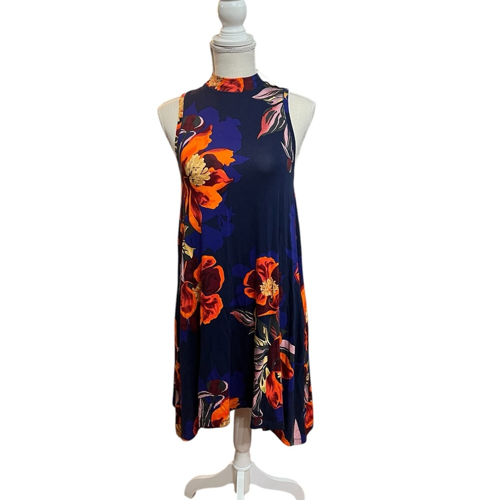 ANTHRO Anthropologie Maeve Lilt Blue Navy Floral Swing Dress NWT Size Small